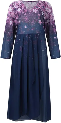 Vista 2 de DHWGDGKP Vestidos de cóctel, talla grande, elegante, con cuello en V, para fiesta, graduación, de gasa, con lentejuelas, para noche, vestido largo