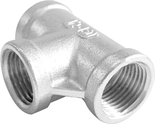 Vista 4 de Acoplamiento de tubería en T de acero inoxidable 1/2" x 1/2" x 1/2" NPT roscado hembra en forma de T acoplamiento 3PCS