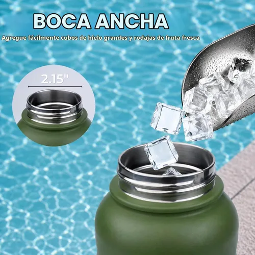 Vista 4 de Botella de agua aislada de acero inoxidable de 24 onzas con tapa de popote Verde