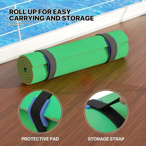 Vista 8 de MADOG - Alfombra de agua flotante para exteriores, para adultos, flotadores gigantes de piscina de 12 pies/18 pies para piscina, lago y océano, 3