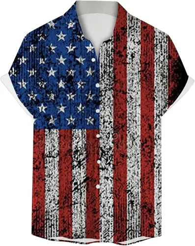 Vista 2 de EELHOE Mens 4th of July T-Shirt Fashionable Graphic Patriotic Short Sleeve Lightweight Breathable Loose Fit Outdoor Clothes