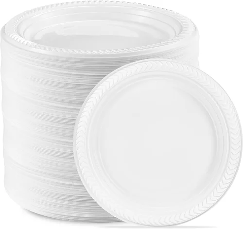 Vista 12 de PLASTICPRO 100 piezas de cuencos de plástico blanco de 5 oz de calidad premium, platos ligeros desechables, cuencos pequeños de plástico