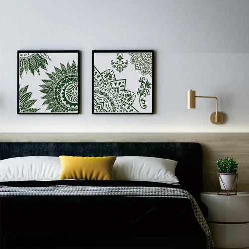 Vista 2 de Paquete de 9 plantillas grandes de 12 x 12 pulgadas, plantillas reutilizables de mandala cortadas con láser, plantillas de pintura para piso, pared