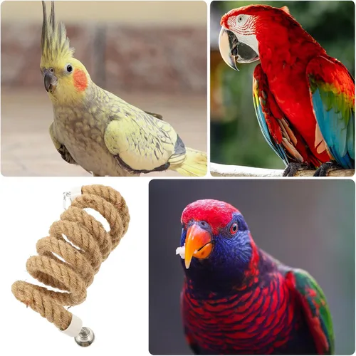 Vista 7 de Ipetboom Cuerda de perca para pájaros, cuerda de loro, soporte de escalada con clips estables de 59.05 pulgadas, columpio colgante para periquitos