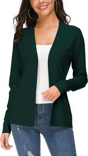 Vista 12 de Urban CoCo Chaqueta de punto de manga larga con frente abierto para mujer Negro