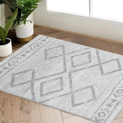 Vista 23 de jinchan - Tapete de pasillo marroquí de 2 x 6 pies con líneas, bohemio, lavable, para cocina, suave, geométrico, de lana sintética, antideslizante