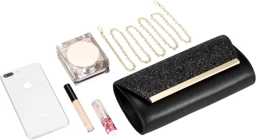 Vista 5 de Bolso de mano dorado, bolsos de mano dorados para mujer, para noche, boda, cóctel, fiesta, bolsa de noche, bolso cruzado de hombro..