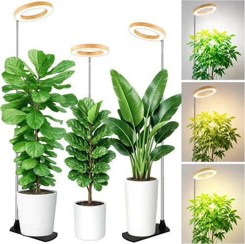 Vista 13 de LBW Luces de cultivo para plantas de interior, luz de espectro completo de 6.3 pulgadas con base, lámpara de cultivo ajustable de altura de 59