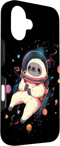 Vista 3 de Sloth Floating in Space Planets Stars Sloth Lover Case for iPhone 16