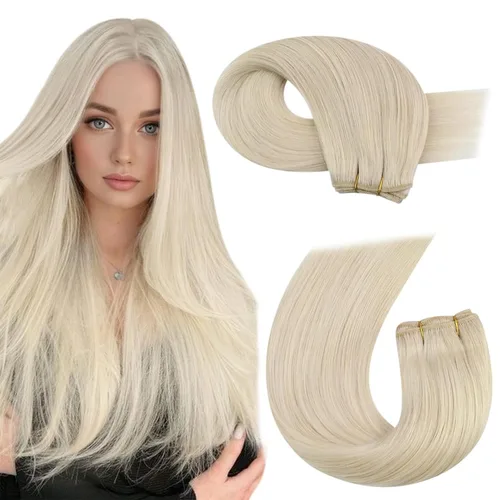 Vista 85 de Moresoo Extensiones de cabello humano real para coser, color negro natural