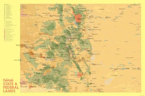 Vista 7 de Colorado Parques estatales & Federal lands Póster Mapa 24 x 36