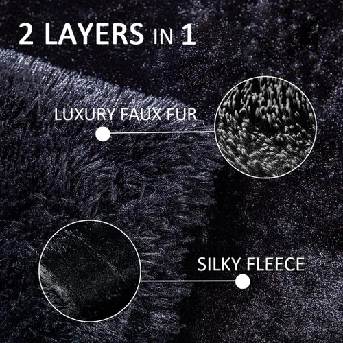 Vista 7 de YUSOKI manta de piel sintética extrasuave con pelos largos, transpirable, de 50 x 60 pulgadas, mullida, acogedora y cómoda, de microfibra de lujo