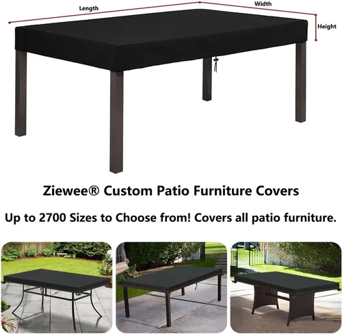 Vista 4 de Cubierta de mesa para exteriores, impermeable, 40 pulgadas de largo x 20 pulgadas de ancho x 4 pulgadas de alto, rectangular, 600D, anti-UV