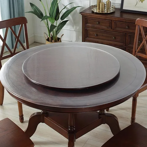 Vista 4 de Mantel transparente redondo de PVC esmerilado, protector de mesa, mantel de plástico, 0.079 in de espesor, cubierta de mesa de comedor, paño de mesa