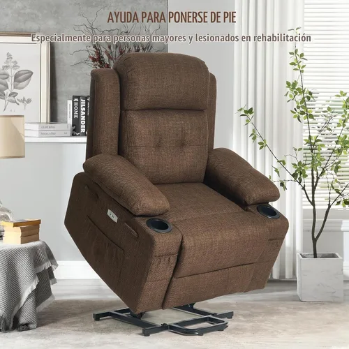 Vista 6 de Polar Aurora Silla elevadora eléctrica para ancianos, silla reclinable eléctrica con masaje térmico y vibratorio, silla de sala de estar