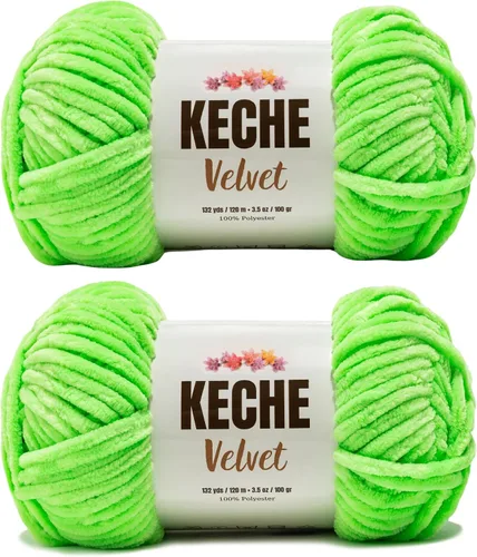 Vista 93 de Keche Hilo para ganchillo, hilo de terciopelo, chenilla suave, manta de bebé voluminosa amigurumi Yarn 3.53 oz (132 yardas) - Arona