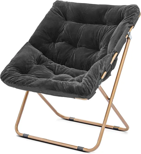 Vista 16 de Cómoda silla con platillo, silla de sala de estar, silla plegable acolchada suave de piel sintética, cómoda silla cuadrada de luna para sala