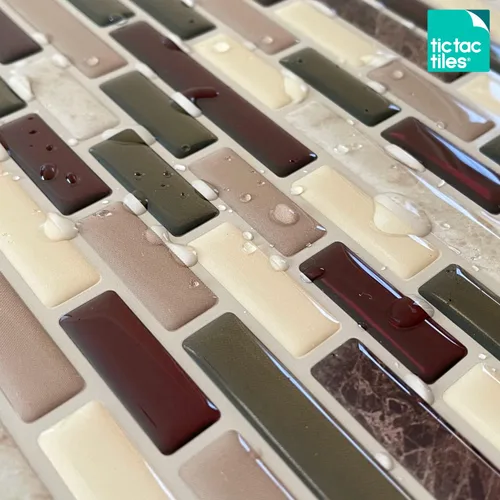 Vista 5 de Tic Tac Tiles azulejos adhesivos para pared antihongos efecto Mare
