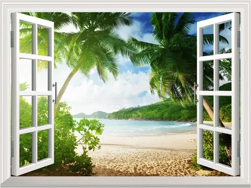 Vista 2 de wall26 - Adhesivo de pared extraíble para decoración de pared Playa Tropical - 166
