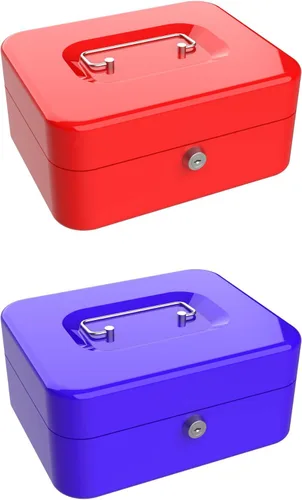 Vista 5 de Stalwart 75-6580BLU Hawk - Caja de efectivo azul con cerradura de llave de 8 pulgadas con bandeja para monedas