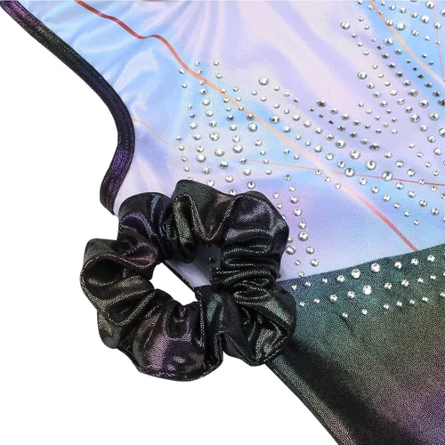Vista 106 de MODAFANS Leotardos de gimnasia para niñas brillantes para bailar ballet, pantalones cortos con espalda cruzada
