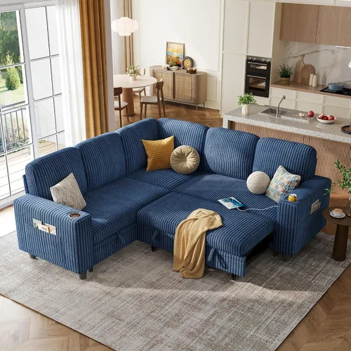 Vista 13 de LINSY HOME Sofá Loveseat con Almacenamiento - Cómodo Sofá de Pana Suave de 2 Plazas con Carga USB y Portavasos, Loveseat de Asiento Profundo