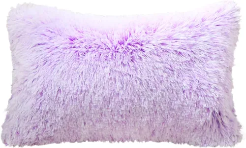 Vista 11 de DECOBIRD Funda de almohada de 18 x 18 pulgadas, extra suave, lumbar, peluda, de piel sintética, decoración del hogar, funda de cojín de doble cara