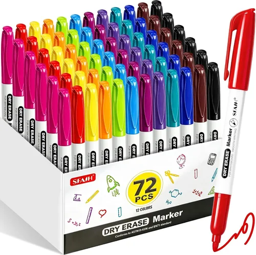 Vista 20 de SFAIH Fine Tip Dry Erase Markers - 15 Pack 15 Assorted Color Whiteboard Erasable Markers, Ideal for Classroom School Office Home Use on White Board