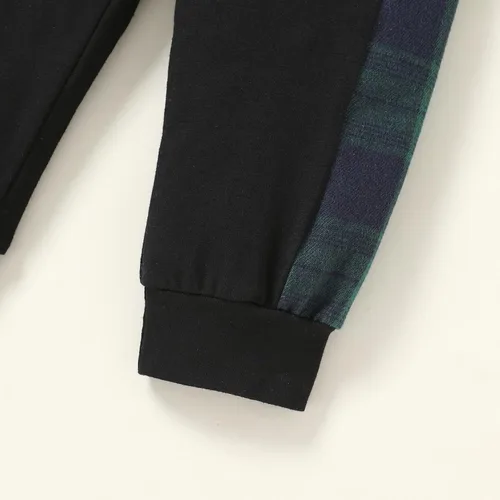 Vista 20 de YOUNGER TREE Conjunto de sudadera con capucha para niños pequeños, conjunto de camisa de franela a cuadros para otoño, invierno y primavera