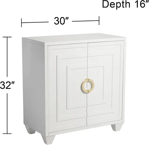 Vista 2 de 55 Downing Street Bertolli - Armario decorativo de lujo moderno de 30 pulgadas de ancho, color blanco