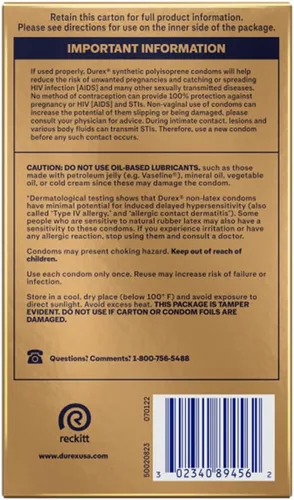 Vista 3 de Preservativos Durex sin látex para el sexo, condones lubricados sin látex Durex Avanti Bare Real Feel para hombres con sensación natural de piel