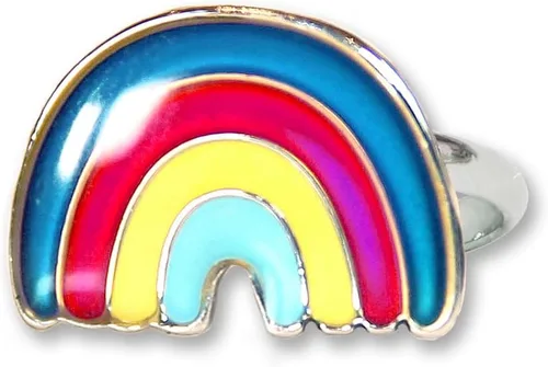 Vista 7 de Lindo anillo de humor con cambio de color arcoíris para niñas, tamaño ajustable