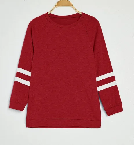 Vista 3 de Apbondy Camisas casuales de manga larga con cuello redondo y rayas sueltas