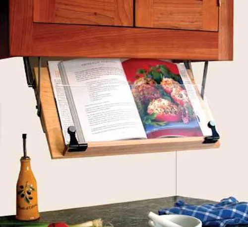 Vista 2 de Clear Solutions Soporte para libros de cocina montado debajo del gabinete, madera, fabricado en los Estados Unidos
