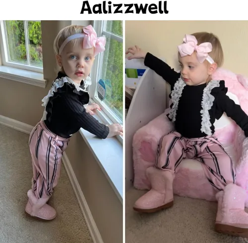 Vista 2 de Aalizzwell Conjunto de pantalones anchos de otoño para niñas recién nacidas