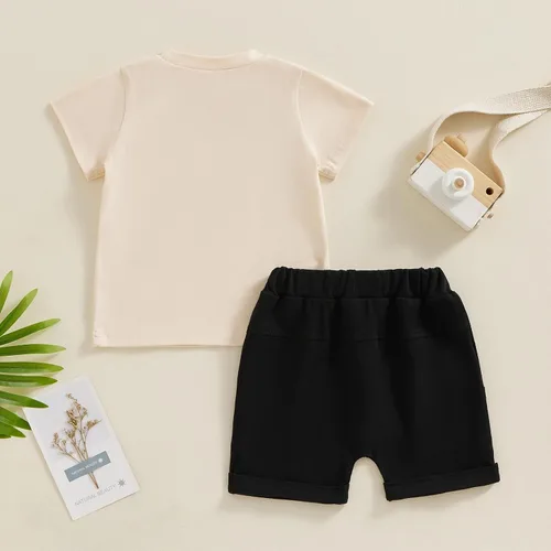 Vista 3 de Sduydiosy Ropa de verano para bebé niño, Big Brother en construcción, camisetas de manga corta, pantalones cortos, lindos trajes para recién nacidos