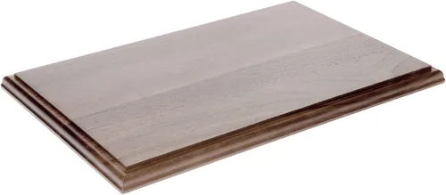 Vista 4 de Plymor Base de exhibición rectangular de madera maciza de nogal con borde Ogee, 6.875 pulgadas de ancho x 4.875 pulgadas de profundidad x 0.75