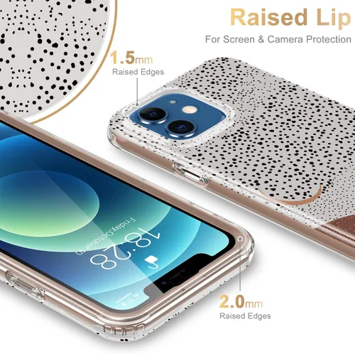 Vista 3 de Esdot Funda compatible con iPhone 12, iPhone 12 Pro con protector de pantalla integrado, con diseño de moda para mujeres y niñas, funda protectora