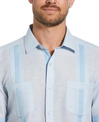 Vista 3 de Cubavera Camisa Guayabera de manga corta para hombre con mezcla de lino, disponible en tallas grandes y altas