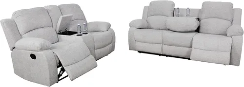 Vista 34 de Juego de muebles de cuero sintético para sala de estar, juego de sofá reclinable, sofá de dos plazas, juegos de muebles para sala de estar, sofá