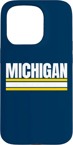 Vista 14 de Michigan - Carcasa para iPhone 17, diseño tradicional de líneas de rayas amarillas/blancas