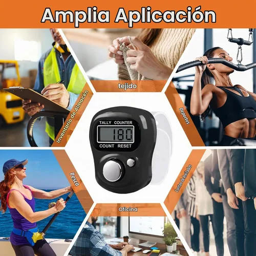 Vista 6 de Amble Contador de clicker con diamantes de imitación, contador de contador de 5 dígitos, clickers para vuelta, lanzamiento, golf, tejido, conteo