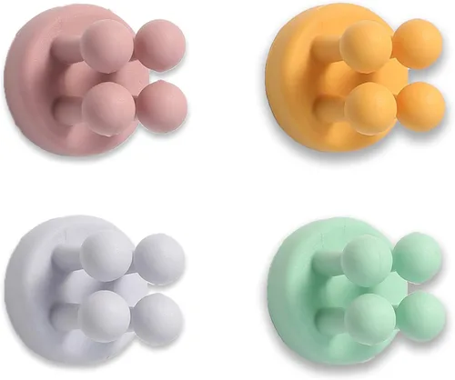 Vista 8 de 6 soportes de silicona impermeables para cepillos de dientes, ganchos autoadhesivos multifunción para colgar llaves, ropa, toalla, cable