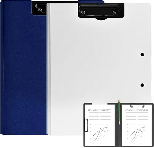 Vista 9 de Carpeta portapapeles plegable A4, carpeta portapapeles de oficina con clip de metal de doble clip, portapapeles de almacenamiento plegable de 360