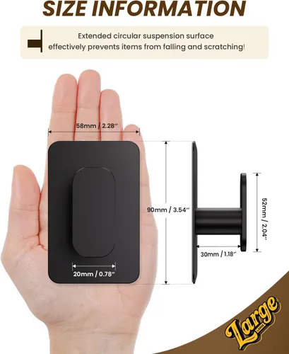 Vista 2 de Ganchos Autoadhesivos de Servicio Pesado – 26 libras máximo, ganchos de pared adhesivos de acero inoxidable para colgar toallas, abrigos, batas