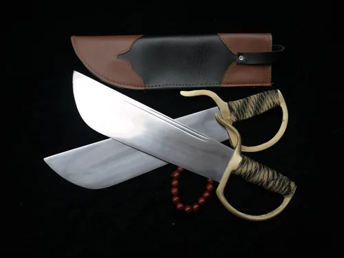 Vista 8 de Chinese Wing Chun - Espadas de mariposa Bart Cham Dao - Cuchillas de acero inoxidable hechas a mano con funda de cuero, accesorios de latón