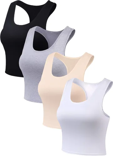 Vista 7 de Boao 4 camisetas básicas sin mangas de espalda cruzada para mujer