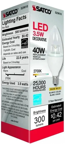 Vista 2 de Satco S29618 3.5CTC/LED/927/E12/120V Paquete de 6