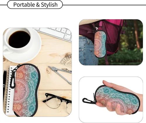 Vista 33 de Hion Sunglasses Case Ultra Light Neoprene Zipper Eyeglass Soft Case with Belt Clip