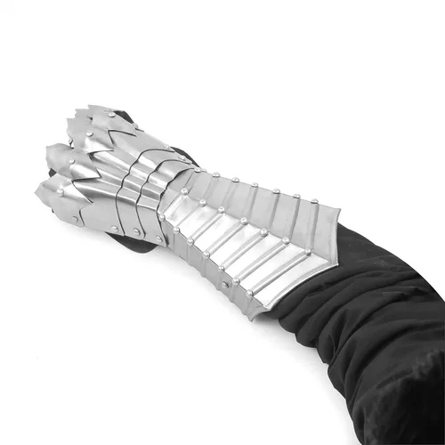 Vista 9 de Nagina International Nazgul Fantasy Steel Guanteletes Lord Ringwraiths - Guantes de armadura medievales con acabado plateado Réplica auténtica